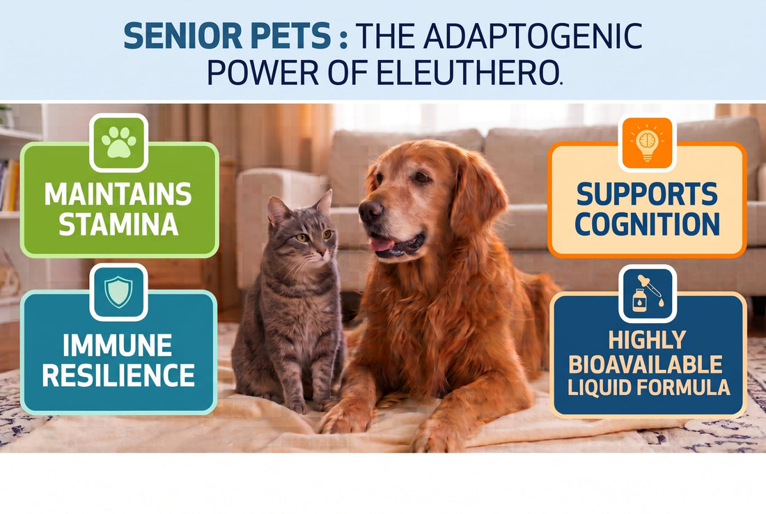 How Does Eleuthero Support Energy and Vitality in Senior Dogs and Cats?