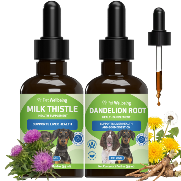 Milk Thistle & Dandelion Root Bundle for Dogs - for Liver & Digestive Health