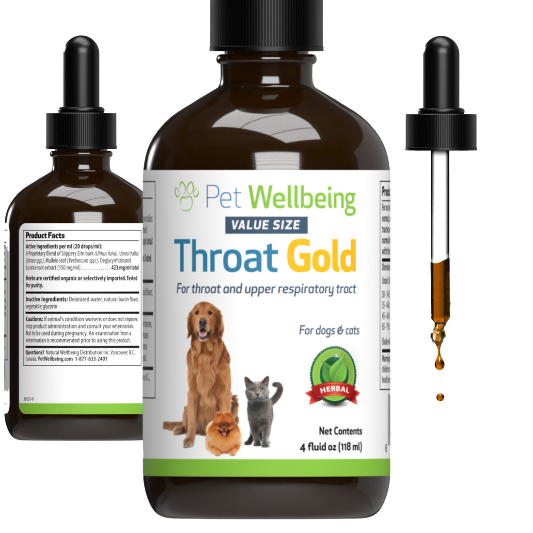 Throat Gold Soothes Occasional Cough Throat Discomfort in Dogs Pet Wellbeing