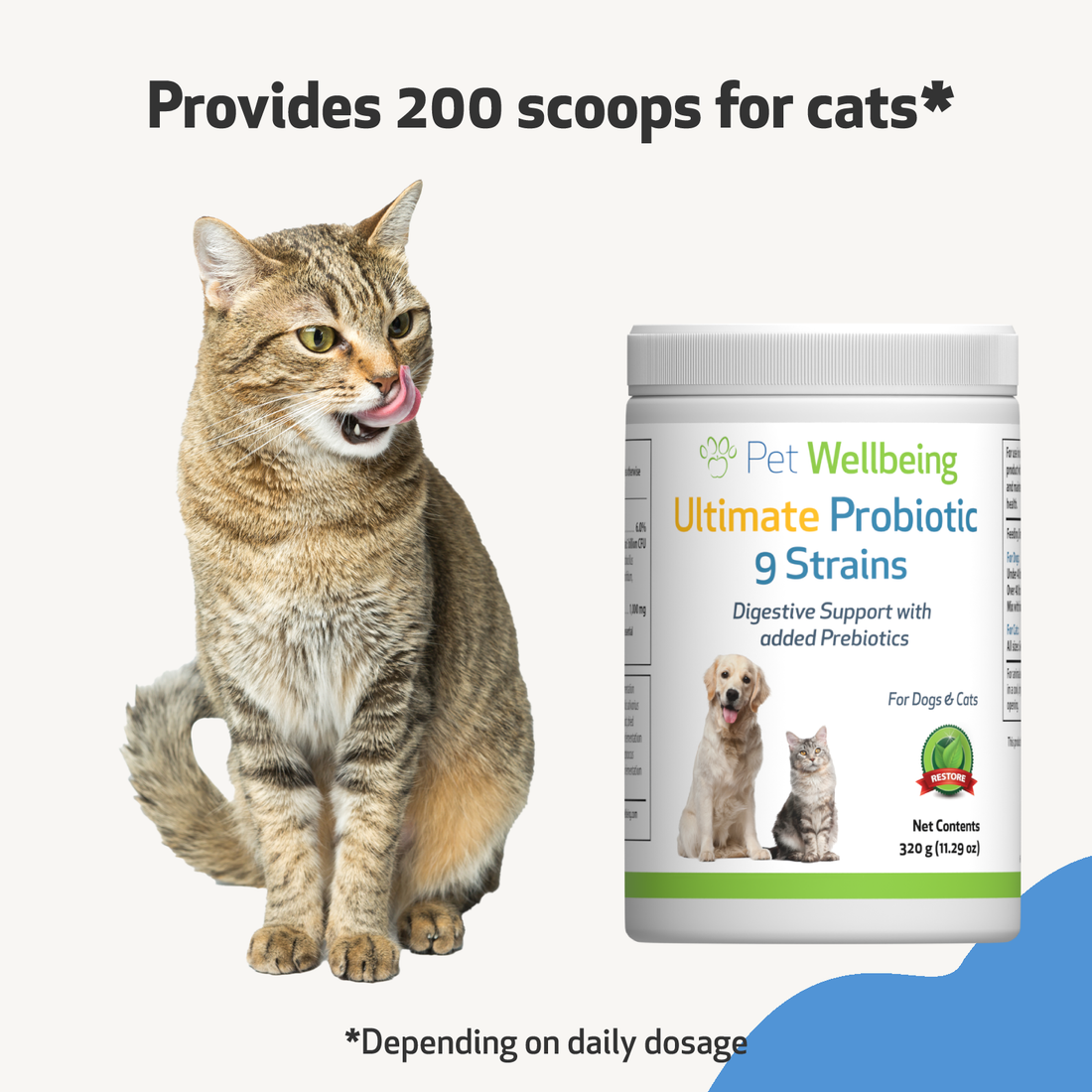Ultimate Probiotic 9 Strains with Prebiotics for Cats Pet Wellbeing